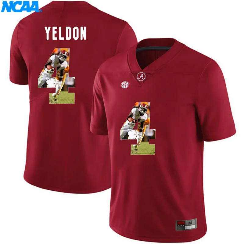 Новое поступление высокое качество Alabama T.J. Yeldon#4 Tua Tagovailoa#13 футболки для колледжа Ограниченная серия майки S-XXXL - Цвет: 5