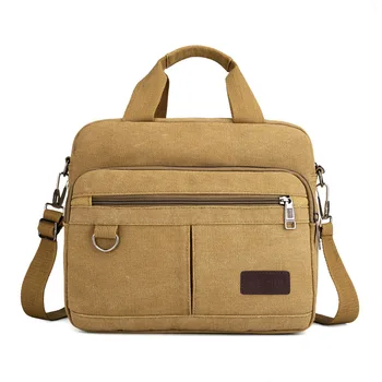 

Men's Portable Large-capacity Briefcase Cross Section Canvas Men's Bag Business Laptop Bag Shoulder Messenger Bag