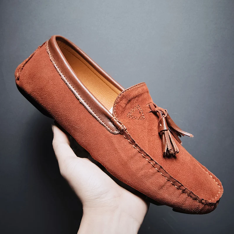 Men's Loafers Comfortable Flat Casual Shoes Men Breathable Slip-On Soft Leather Driving Moccasins | Обувь