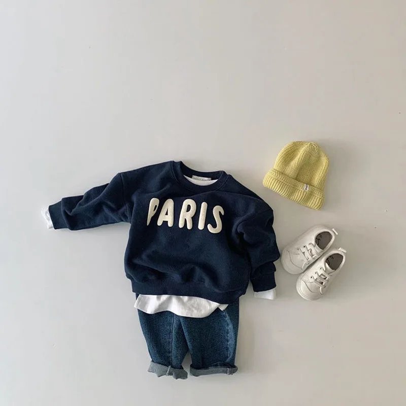 Spring Autumn Long Sleeve Children Sweatshirt Letter Print Baby Boy Sweatshirt Cotton Toddler Kid Casual Hoodie For Girls Tops