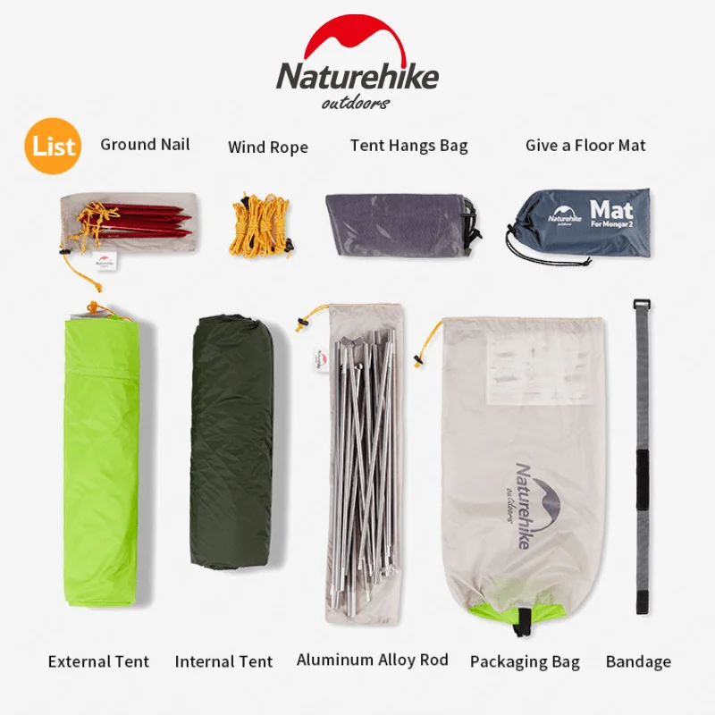 Naturehike Mongar 2 3 человека палатка для кемпинга 15D нейлоновая обновленная двухслойная