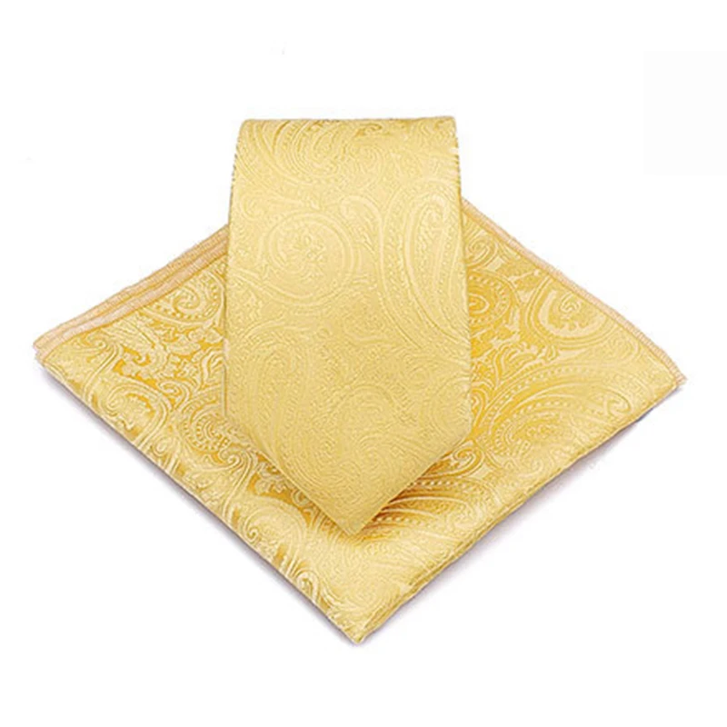 Мода 6 см тонкий Цветочный платок с узором пейсли галстук набор красный желтый жаккард ручной работы Карманный квадратный шеи галстуки для мужчин бизнес