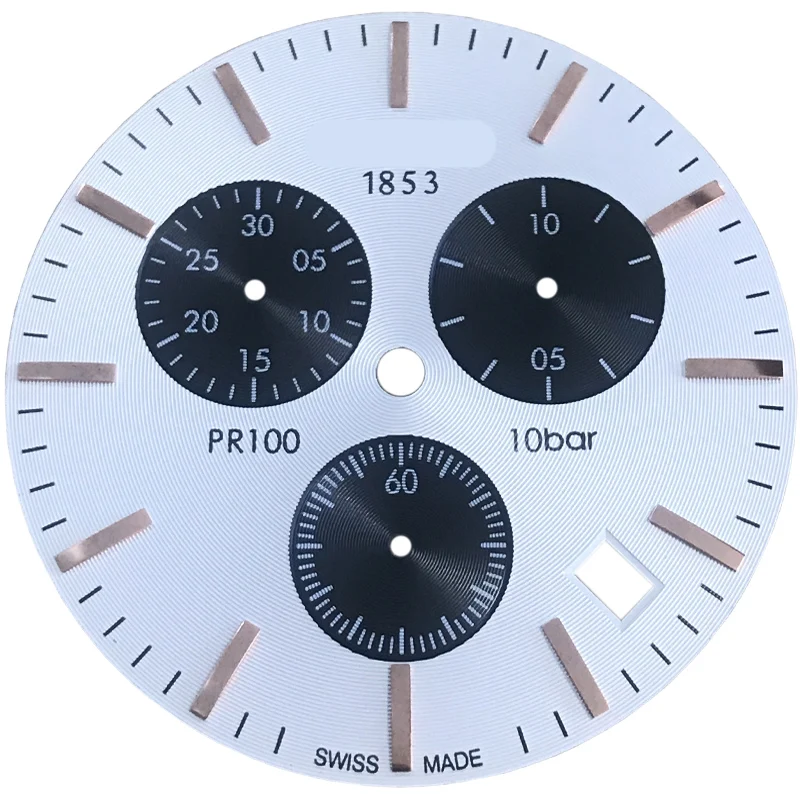 White rose gold dial 34,5 мм Циферблат для часов PR100 T101417A Мужские кварцевые часы T101 текстовые часы аксессуары T101417 запасные части - Цвет: White rose gold dial