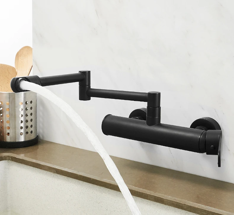 torneira de latão preto fosco para água quente com para montagem na parede