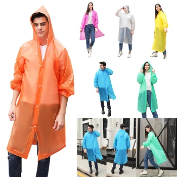 

Fashion EVA Women Man Raincoat Thickened Waterproof Protective Clothing Adult Clear Transparent Camping Hoodie Rainwear Suit