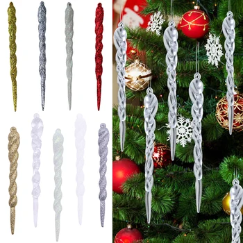 

5pcs Simulation Ice Xmas Tree Hanging Ornament Fake Icicle Props for Winter Party New Year Navidad Christmas Decoration Supplies