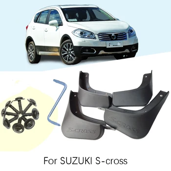 

Set of 4 car Front and Rear Splash Guard Mud Flaps mudguards fender For Suzuki S-cross with S-cross logo car Accessories