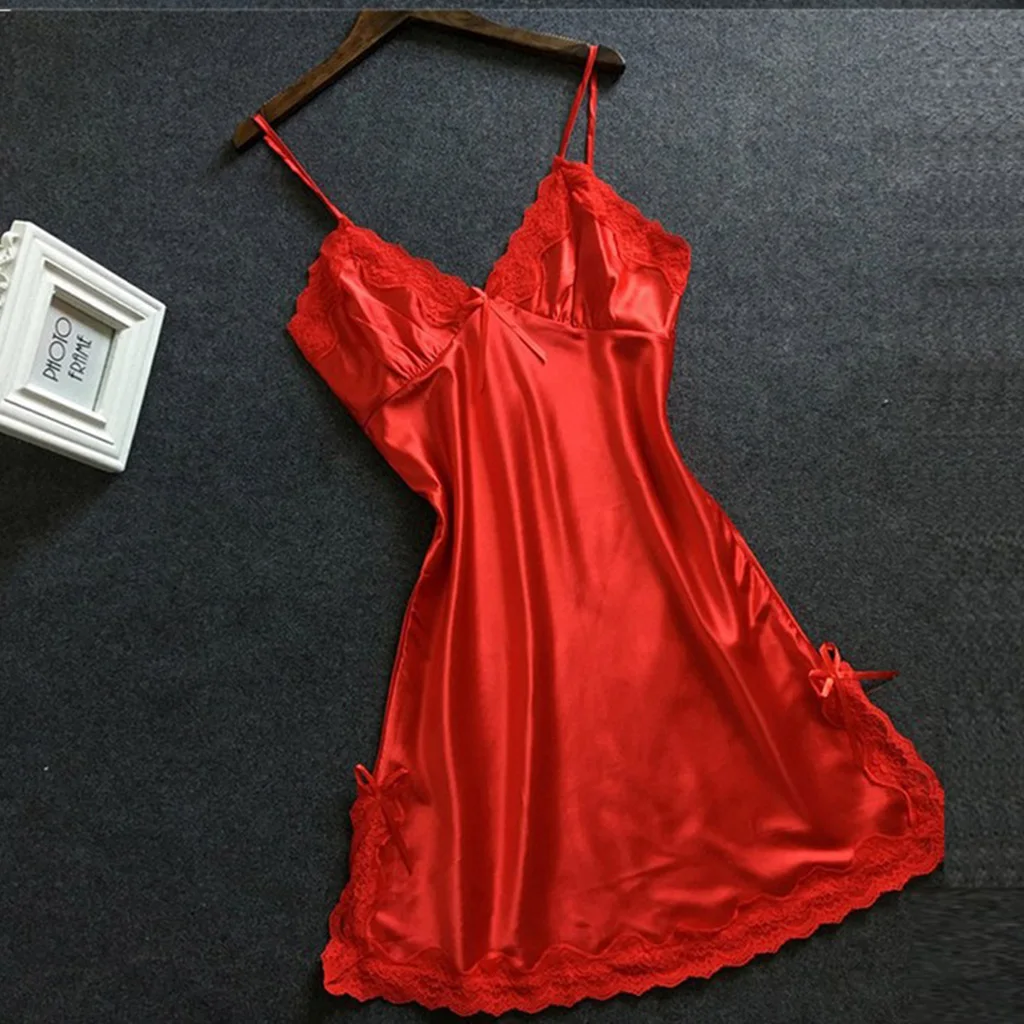 Women's Sexy Sleeping Wear Nightwear for Wedding Party Bridal Shower Red Color sleep Dress