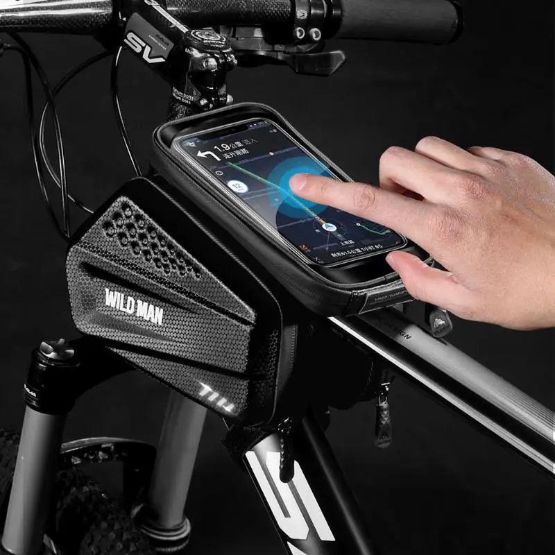 Горячая велосипедный телефон сумка MTB дорожный велосипед Передняя верхняя рама труба сенсорный экран Жесткий чехол сумка Двусторонняя панье Велосипедное снаряжение