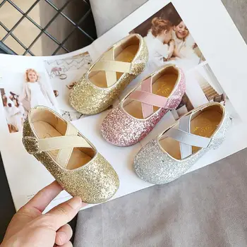 

Summer Baby Girl Sandals Casual Girls Princess Flat Heel Party Wedding Shoes Fashion Bow Sequins Pu Leather Kids Shoes For Girls