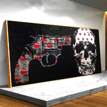 

Gun Agains Skull Cola Logo Picture Poster and Prints Abstract Canvas Wall Art Decorative Painting For Gift