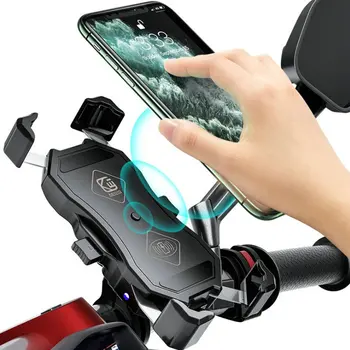 

Motorcycle Phone Holder 12V-24V QI Wireless Charger Handlebar Bicycle Bracket With Quick Charge USB Charger GPS Mount Bracket