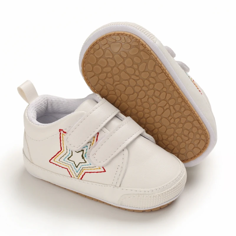 Newborn Baby Shoes Boys Girls Toddler Shoes PU Toddler Sneakers Rubber Non Slip Soft Sole Infant First Walkers 0-18 Months 3