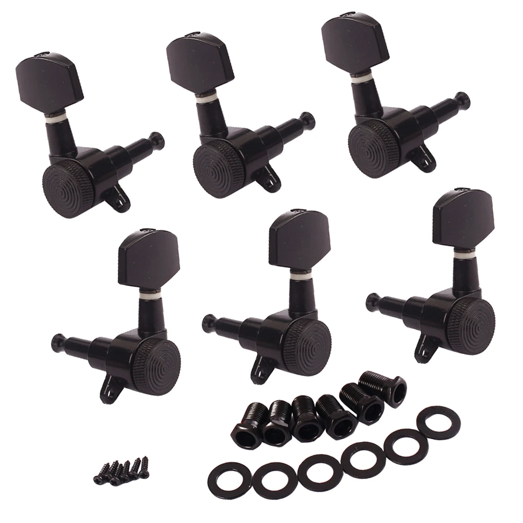 6Pcs Metal Electric Guitar Tuning Pegs Machine Heads 3R3L Black Musical Instrument Accessory