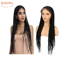 Raising Fashion Braided Wig 13*7 Lace Frontal Wig With Baby Hair  Soft Synthetic Fiber Similart To Real Human Hair Wig For Women