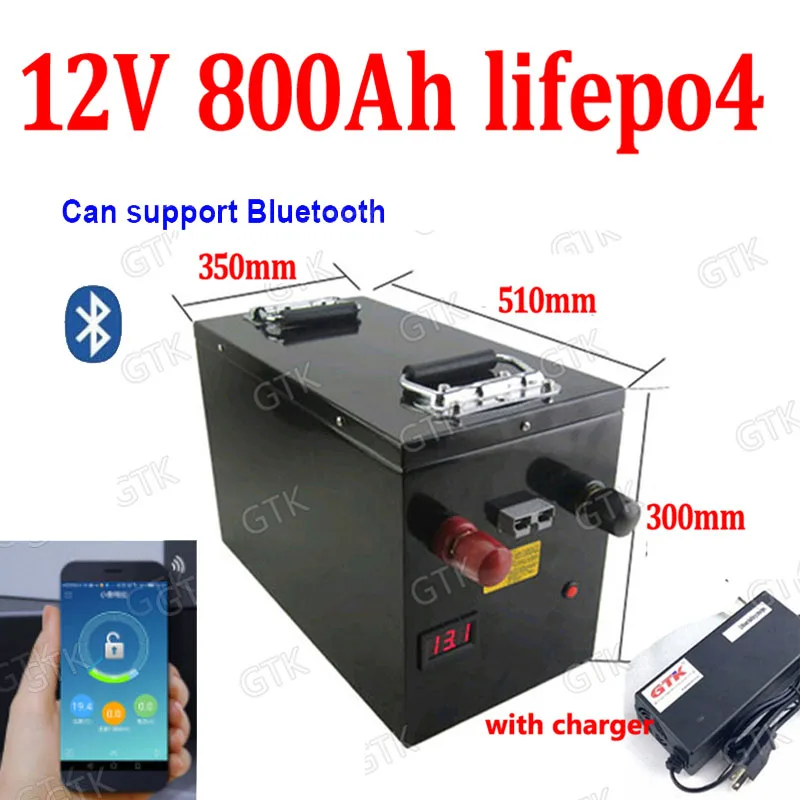 

GTK Lifepo4 12.8V 12V 800AH lithium battery BMS with bluetooth APP for caravan RV inverter Solar backup power boat +20A Charger
