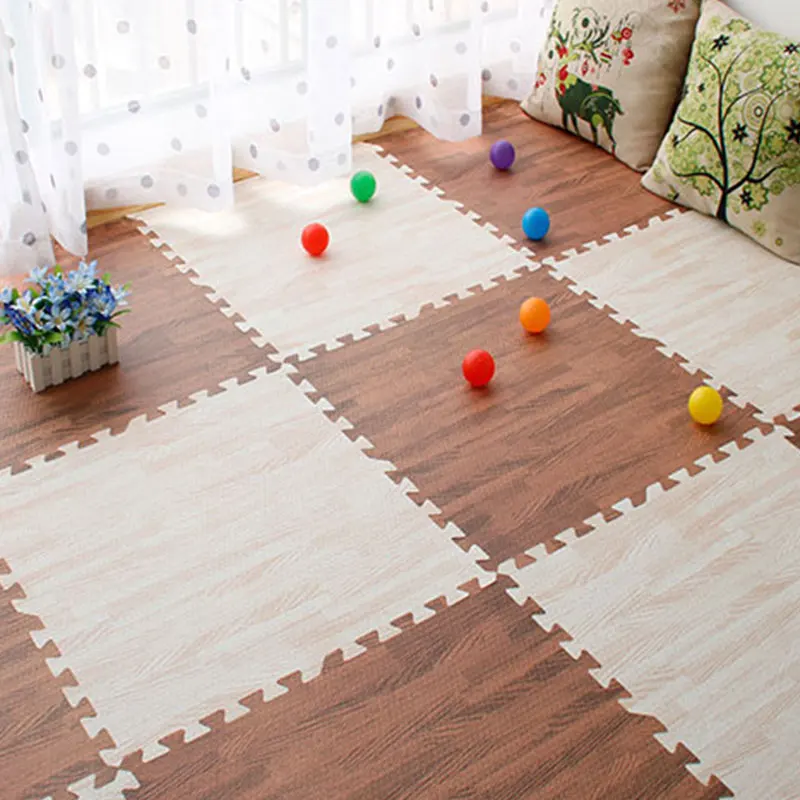 Eva Imitation Wood Floor Dark Color Soft Kids Play Mat Playing