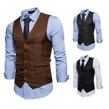 Стиль Мода Мужчины смешанные цвета случайные флип жилет пальто M33