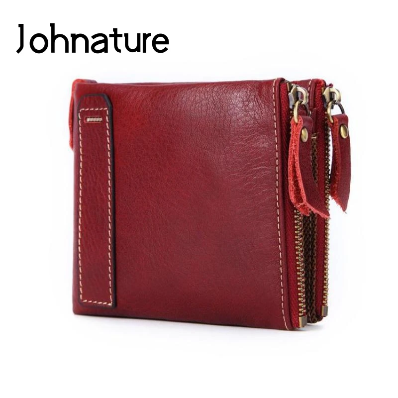 

Johnature Genuine Leather Casual Rfid Anti Theft Short Men And Women Wallets And Purses 2019 New Retro Small Wallet Card Holder