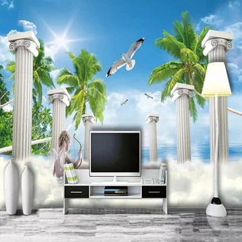 

Custom large mural 3D wallpaper European pillar creative 3D space expands living room TV back wall decor deep 5D embossed 18