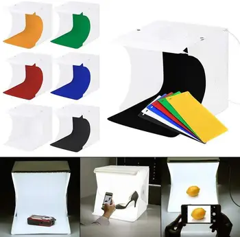 

NAGNAHZ 40cm LED Portable Photography Studio Portable Mini Light Box Studio with 2pcs LED Lights and 6pcs Backgrounds