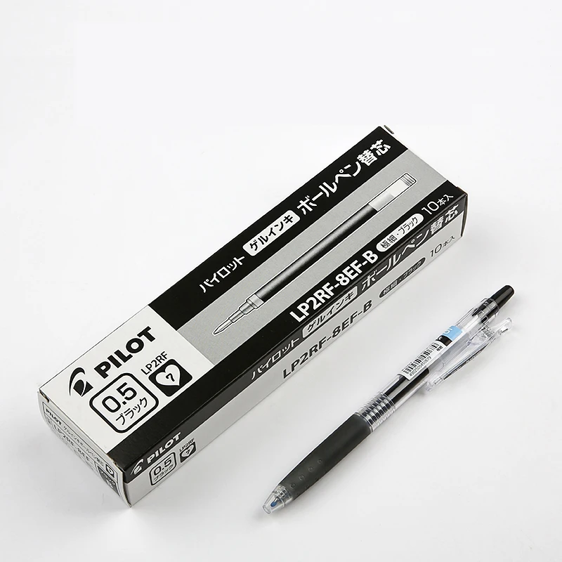 10pcs 파일럿 주스 젤 펜 리필 0.38 0.5mm 총알 유형 빠른 건조 레드 블루 블랙 3 색 옵션