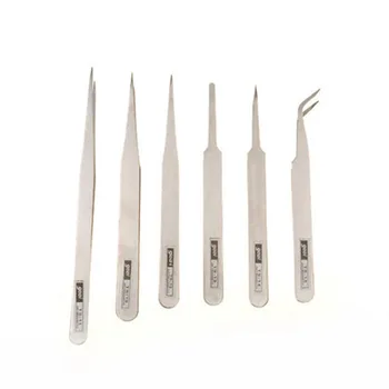 

6Pcs Nail Forceps With Stainless Steel For Females Repairing Eyelash Eyebrow Straight Curved Manicure Tweezers