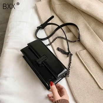 

[BXX] Patent Leather Crossbody Bags For Women 2020 Spring New All-match Flap Shoulder Messenger Bag Female Handbags Totes HK012