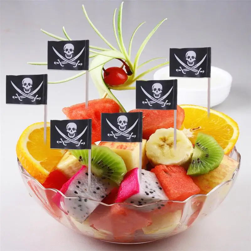 100 шт Пиратский Флаг украшения для кексов декоративное украшение для Хэллоуина торт топперы Маффин еда Шпажки для фруктов день рождения поставки A45