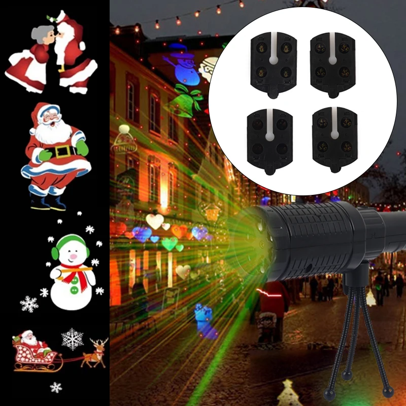 

LED RGBW 4 Pattern Xmas Projector Lights Moving Stage Light Christmas Decor Portable Garden Home Flashlight Indoor Black