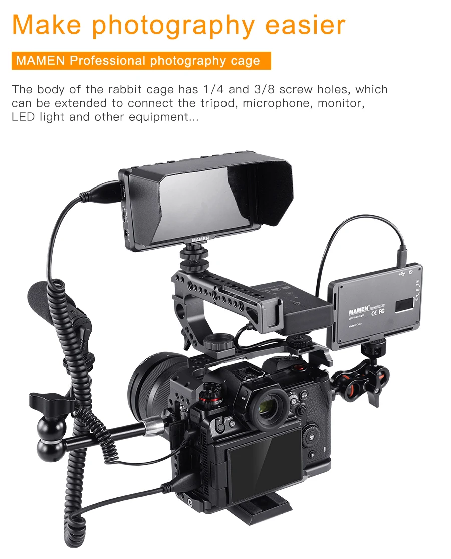 MAMEN высококачественный защитный чехол для камеры с винтом 1/4 3/8 для Panasonic LUMIX S1H/S1/S1R DSLR camera s Photo Studio Kit