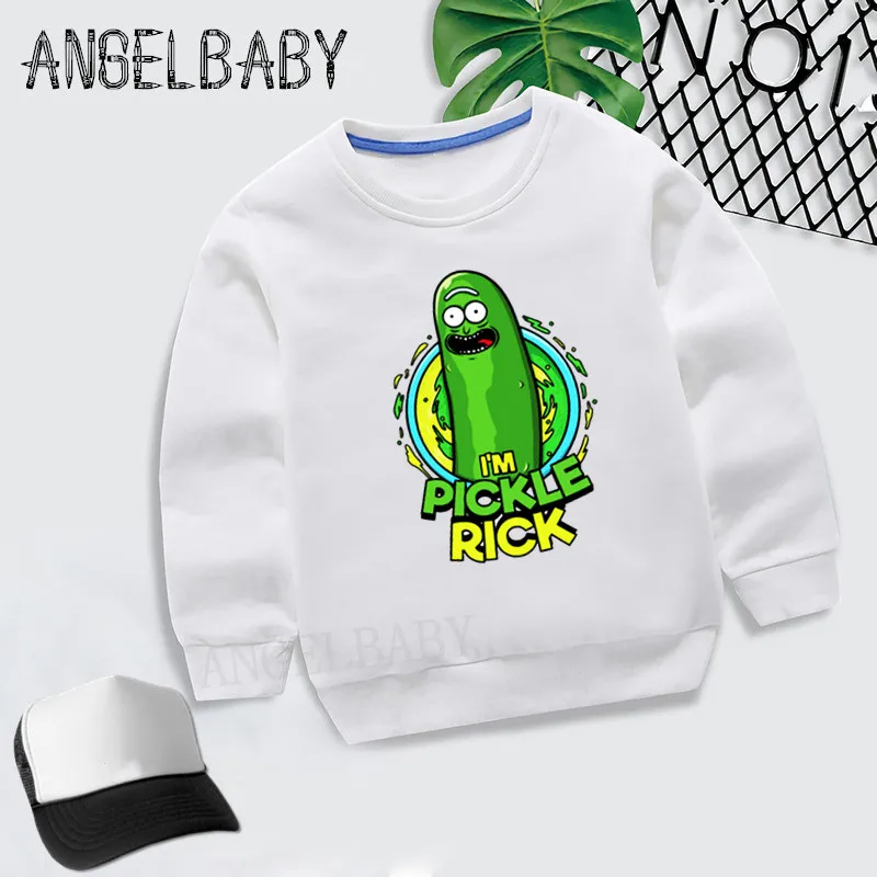 Детские худи для мальчиков и девочек с принтом из мультфильма «I'm Pickle Rick» детские осенние Топы, хлопковая одежда для малышей KYT5056 - Цвет: 5056A-White