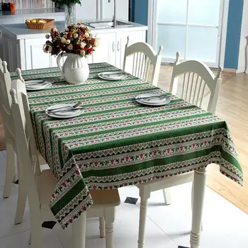 

Home Textile Cotton Fabric Tassels Table Cloth Waterproof Striped Tablecloths Decorative Table Cover For Wedding Birthday Party