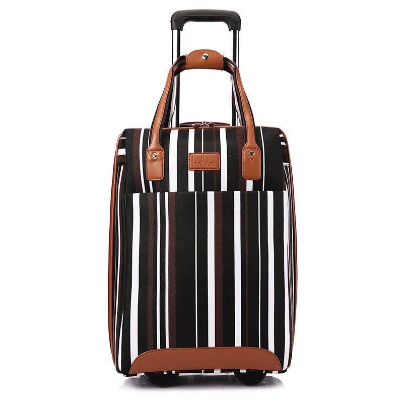 Blackbar Luggage 20 дюймов Оксфорд сумки на колёсиках набор Spinner Женский Бренд чемодан колеса полоса носить на дорожные сумки - Цвет: Blackbar Luggage
