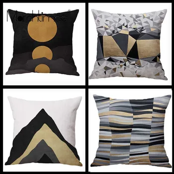 

Home Decor Cushion Cover Cotton linen Black Beige Gold Pillow cover Sofa Bed Nordic decorative Throw Pillow Case 45x45cm