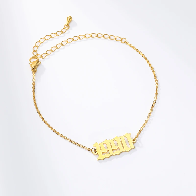 

Personalized Old English Number Bracelets for Women 1991 1992 1993 1994 1995 1996 1997 1998 1999 Custom Jewelry Birthday Gift