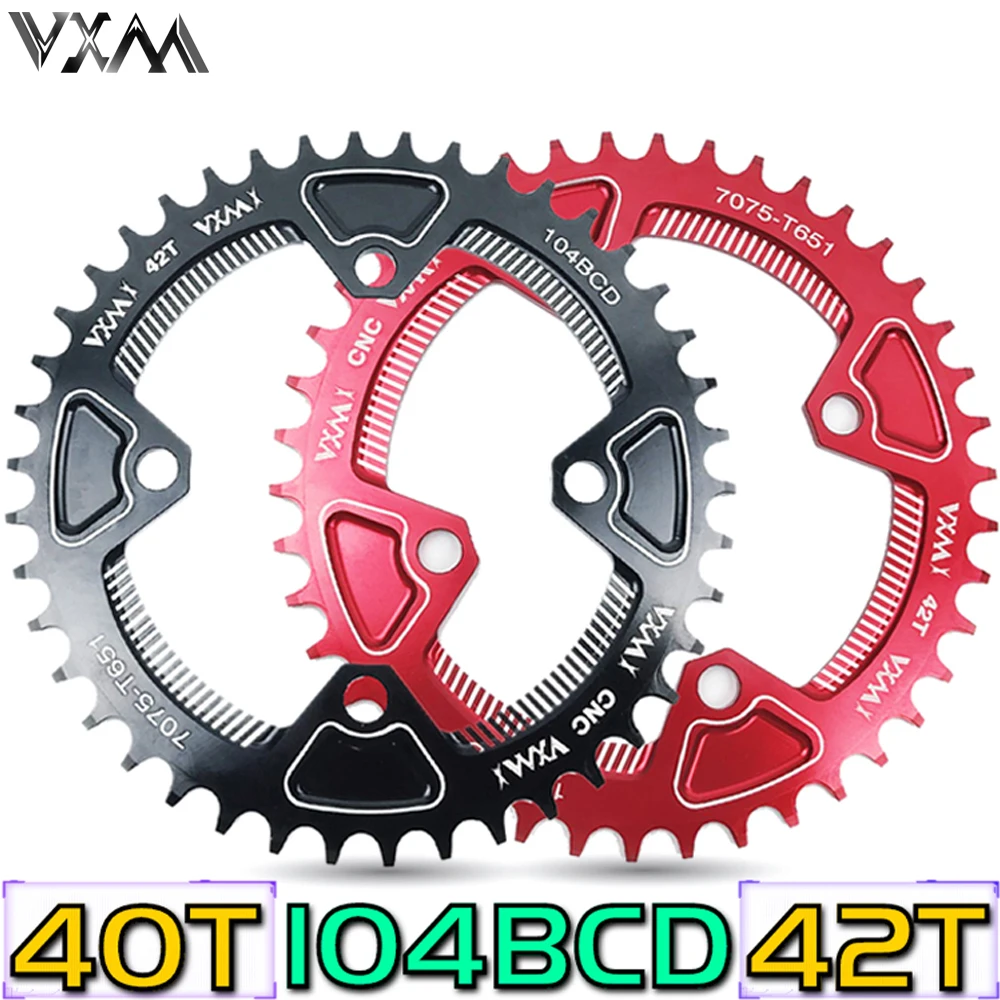 

VXM Round Narrow Wide Chainring Mountain bike bicycle 104BCD 40T 42T crankset Tooth plate Parts 104 BCD Chainwheel Bicycle Parts