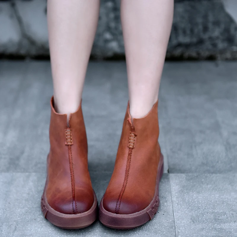 

Artmu Original 2019 New Martin Boots Spring and Autumn Women's Boots Flat Bottom Leisure Genuine Leather Handmade Ankle Boots