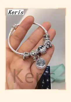 

High Quality Reproduction 1:1 100%925 Pure Silver New 2019 Figure Design Hanging Tag String Bracelet Free Package