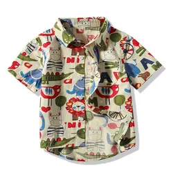 Kimocat/Одежда для маленьких мальчиков футболка с принтом на каждый день Гавайская пляжная летняя одежда