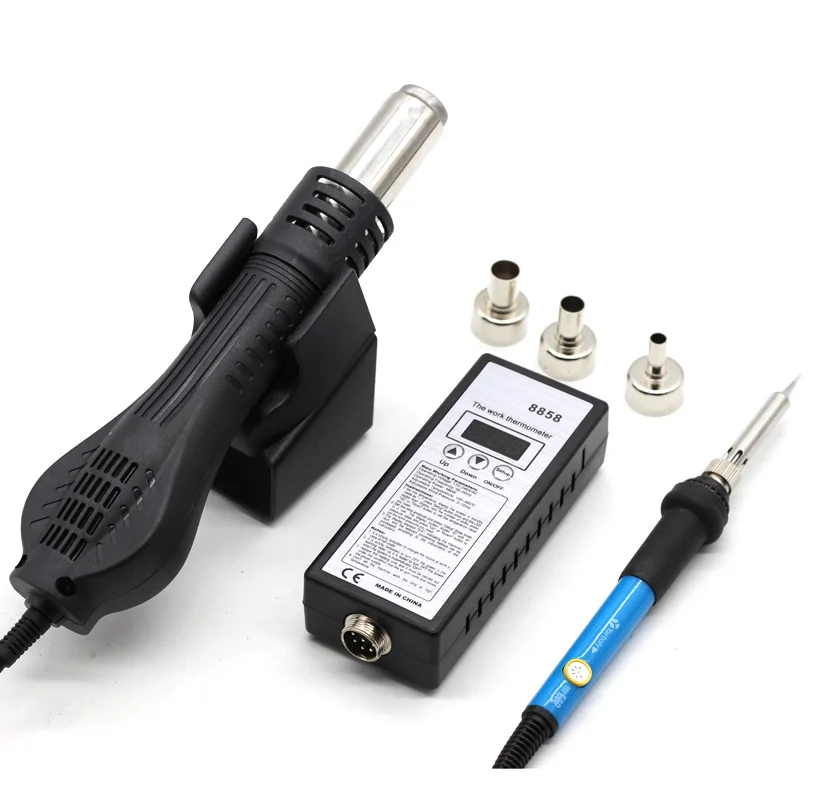 

8858 SMD BGA Rework Solder Station Hot Air Blower Heat Gun With 60W Temperature Adjustable Soldering Iron Repair Tool VS 8586