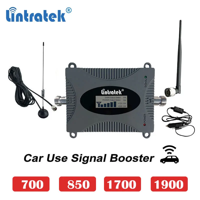

Lintratek car use cdma 850mhz 2G 3G cellular booster 1700 4G 1900 umts 3G B13 700 mobile cellphone signal repeater amplifier s6