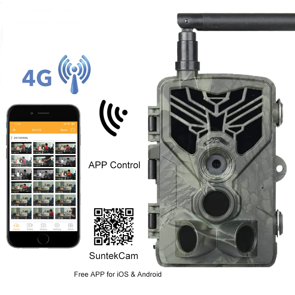 Trail Camera FREE APP Cloud Service Trail Camera 4G 2K 30MP Wildlife Hunting Cameras Night Vision Cellular Wireless Surveillance HC810Plus