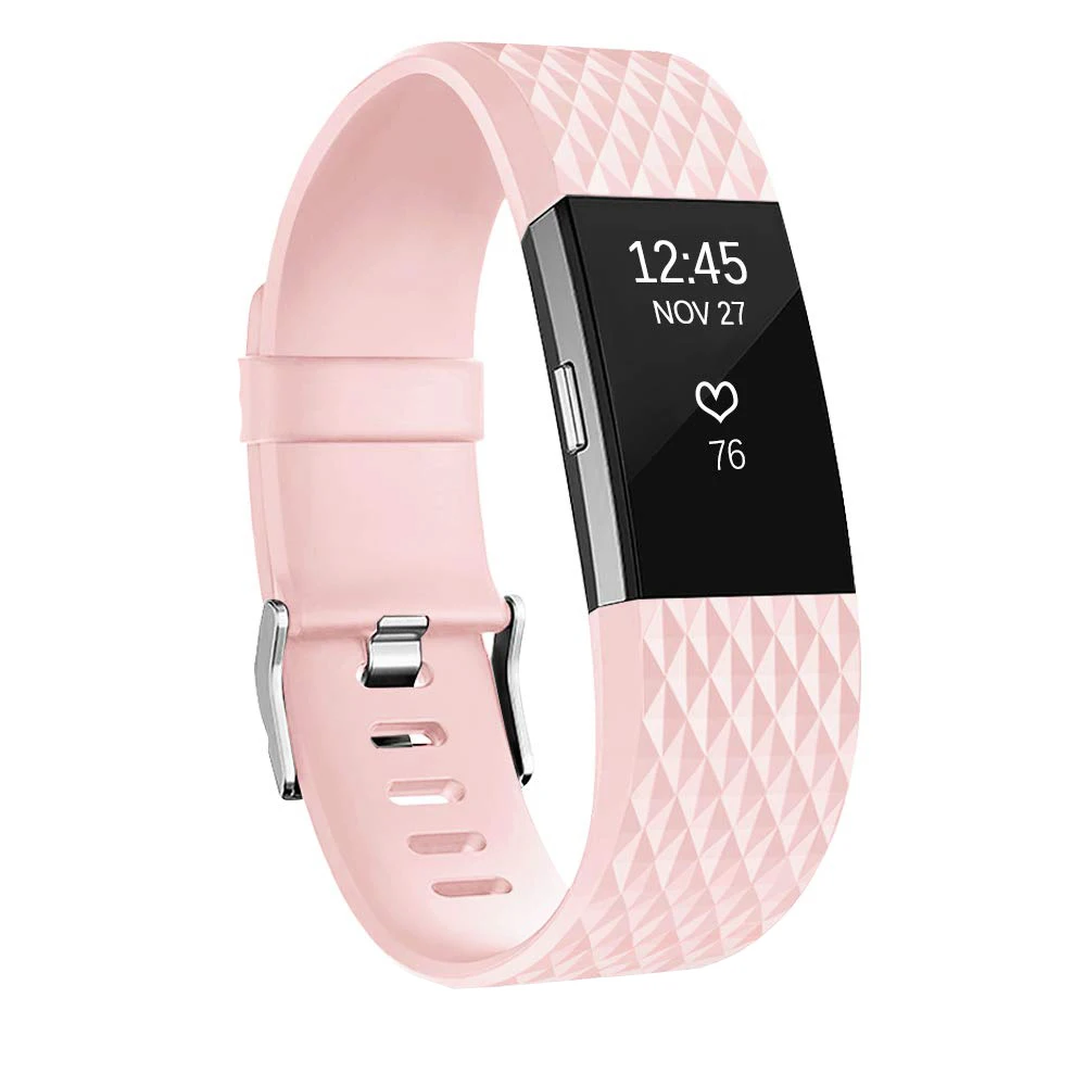 Для браслета FitBit Charge 2, мягкий силиконовый ремешок на запястье, Смарт-часы, браслет для зарядки 2 маленьких и больших - Цвет: Розовый