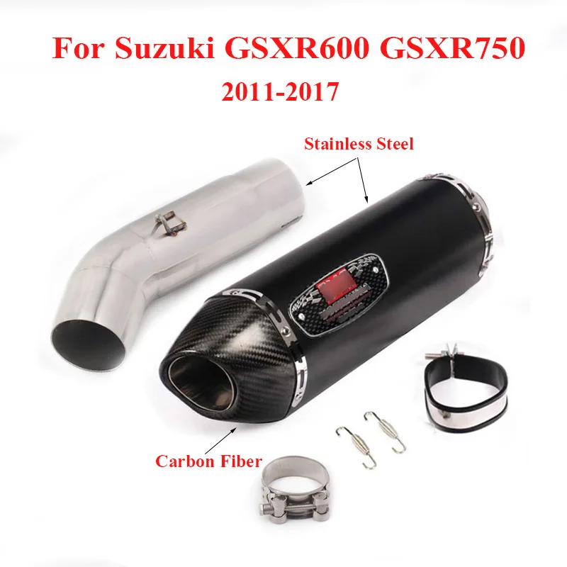 

Motorcycle Slip on Exhaust Pipe 51mm Muffler Tip Escape Connect Tube Middle Mid Link Pipe for Suzuki GSXR600 GSXR750 2011-2017