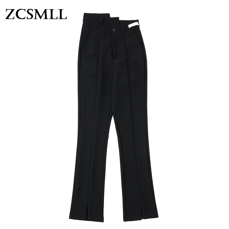 

Женские Асимметричные Длинные широкие брюки ZCSMLL, черные свободные брюки с высокой талией, весна-лето 2022, TH1456