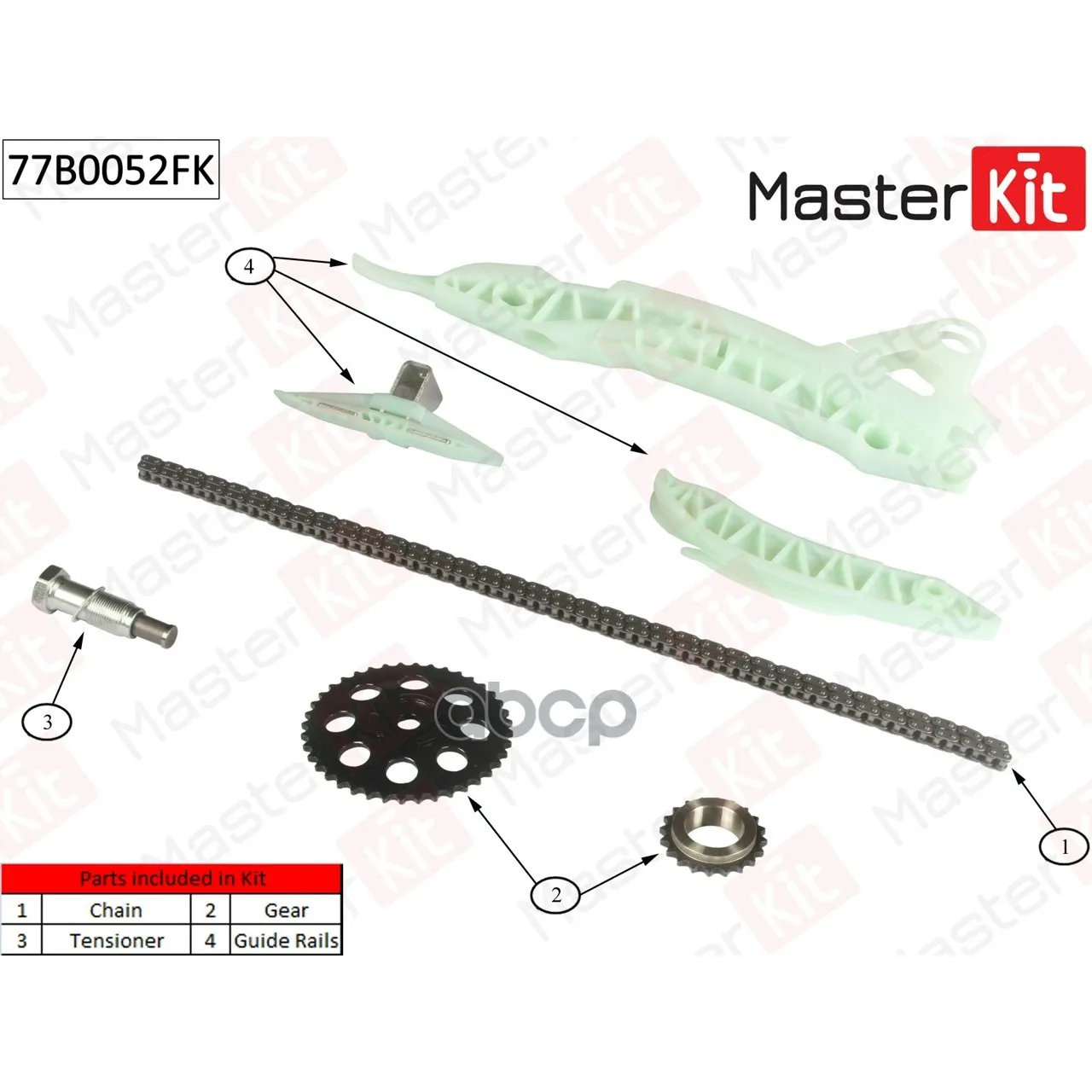 Комплект Цепи Грм Citroen:C4 1.6 Thp 140/1.6 Thp 1 MasterKit арт. 77B0052FK