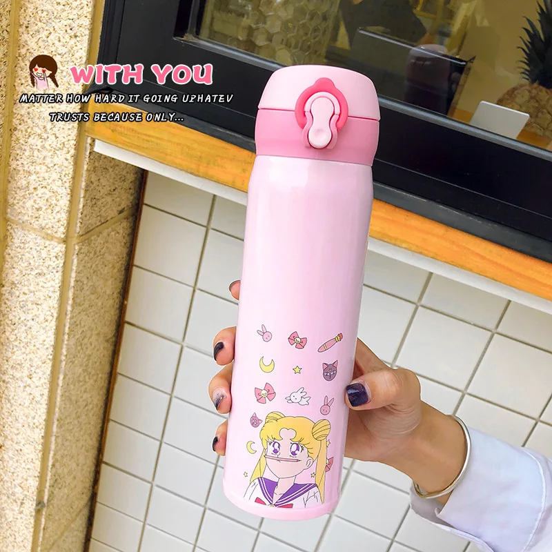 

L01 South Korea-Style Cartoon Pretty Girl Warrior Insulated Cup Cute Trend Cup Student Portable Bomb Cover Water