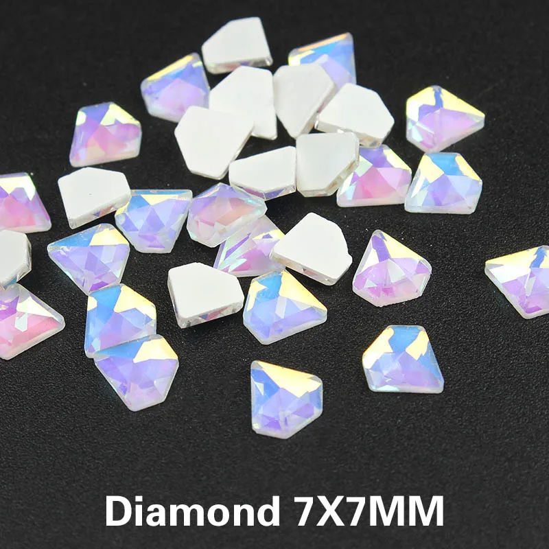 Diamond 7x7mm Новое поступление 30 шт. дизайн ногтей Стразы Декор прозрачный AB белый низ Кристальные бусины камни для 3D украшения для ногтей - Цвет: Diamond 7x7mm