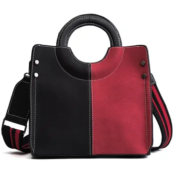 

Women Shooulder Bags High Quality Matter PU Leather Panelled 2020 Handbag Ladies Shoulder Bag Female Circular Handle Tote Bags